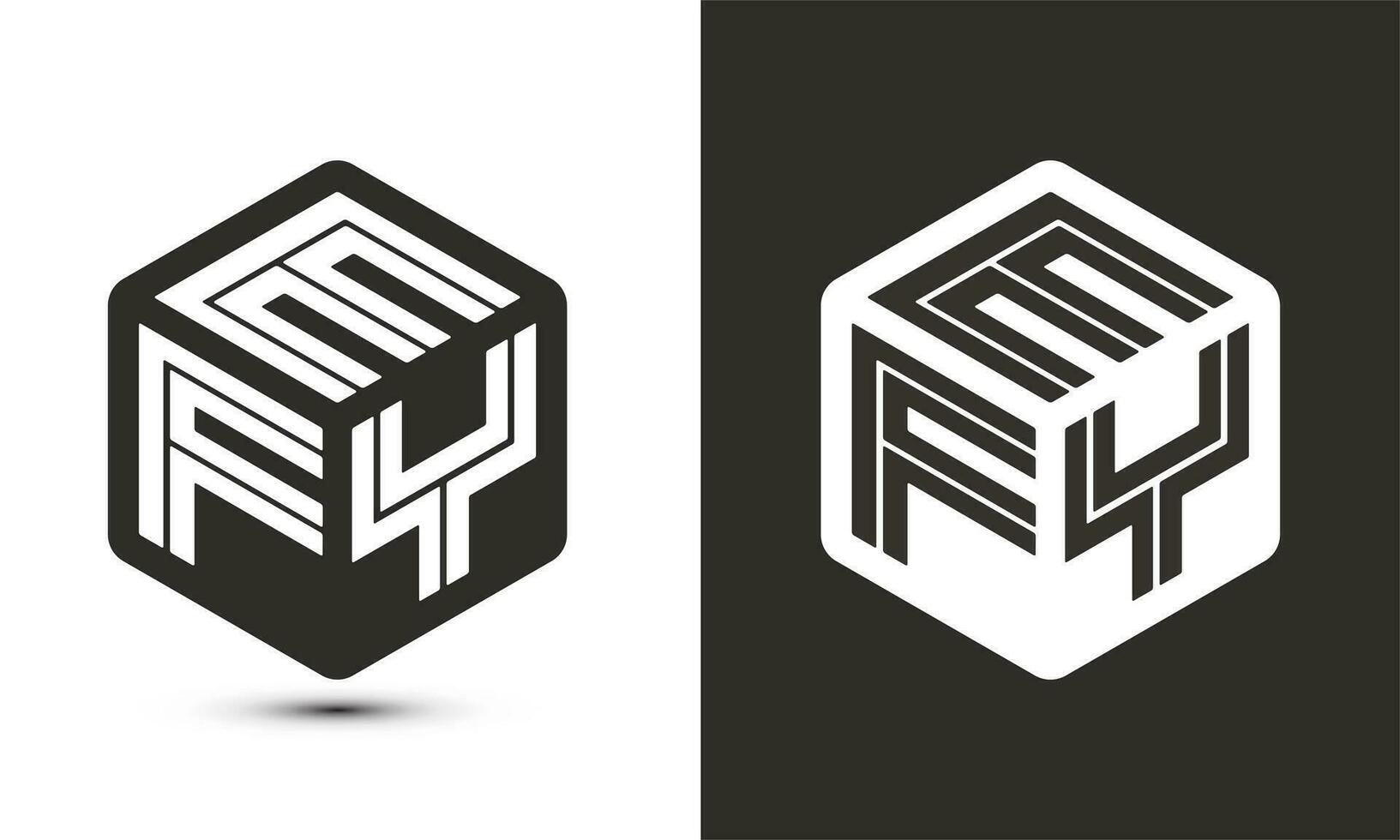 eficar letra logo diseño con ilustrador cubo logo, vector logo moderno alfabeto fuente superposición estilo.