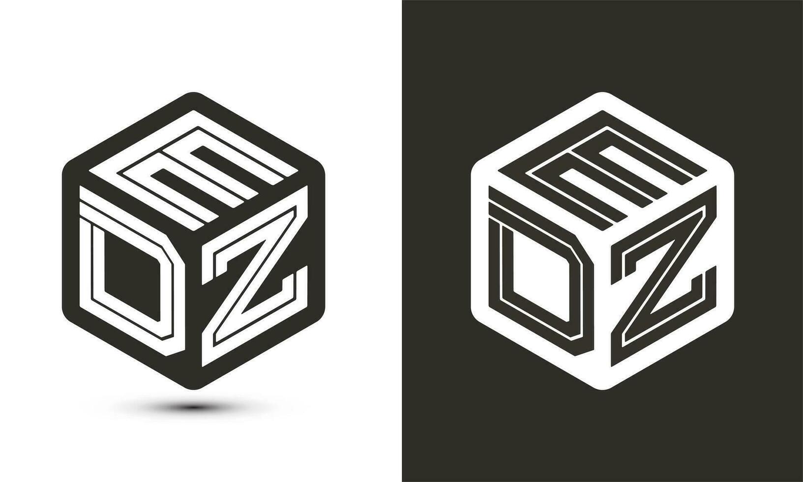 EDZ letter logo design with illustrator cube logo, vector logo modern alphabet font overlap style.
