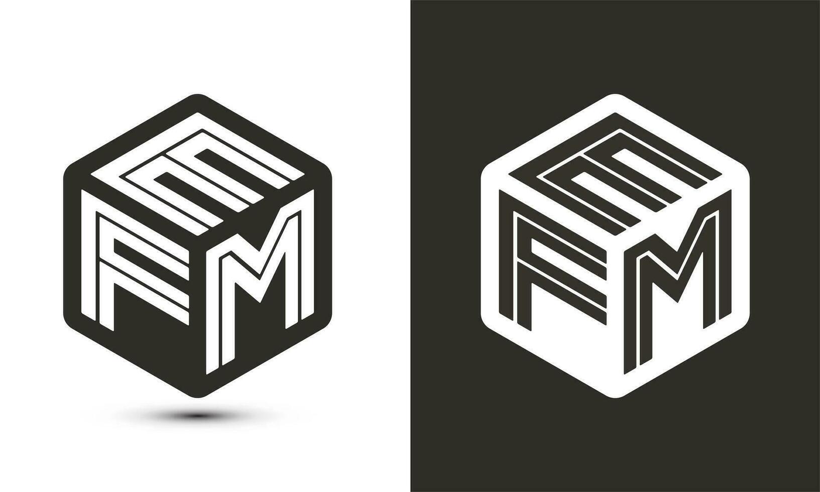 efm letra logo diseño con ilustrador cubo logo, vector logo moderno alfabeto fuente superposición estilo.