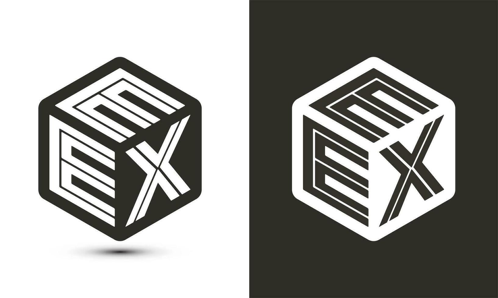 EEX letter logo design with illustrator cube logo, vector logo modern alphabet font overlap style.