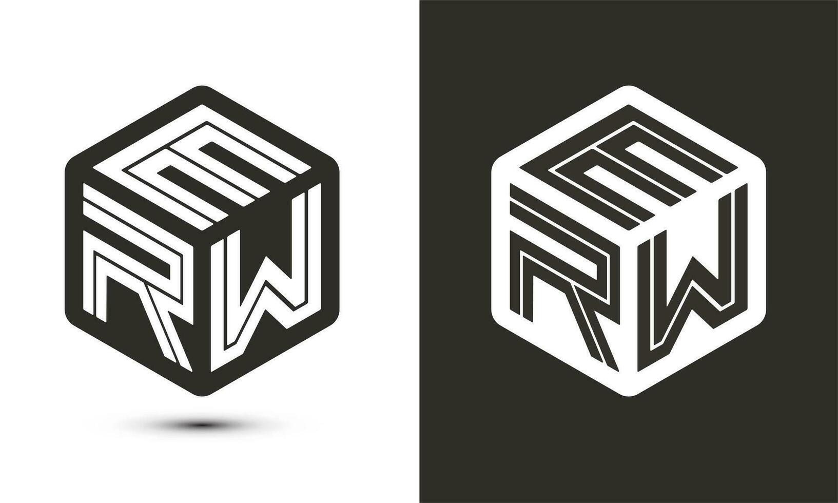 erw letra logo diseño con ilustrador cubo logo, vector logo moderno alfabeto fuente superposición estilo.