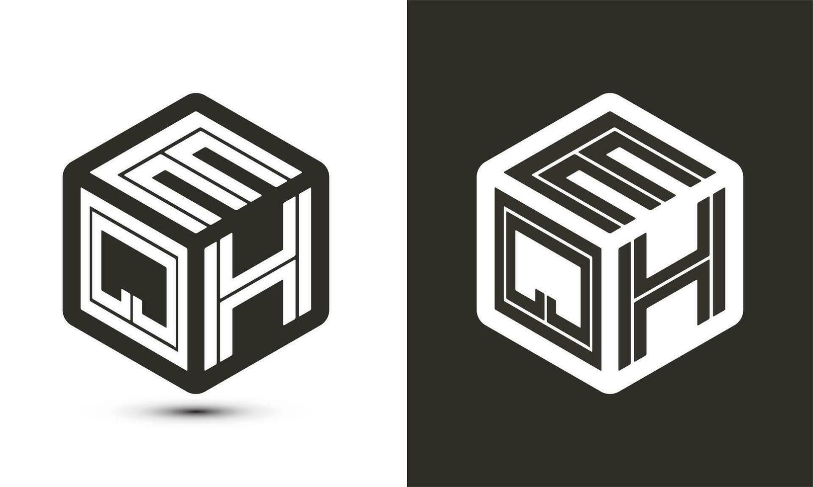 eqh letra logo diseño con ilustrador cubo logo, vector logo moderno alfabeto fuente superposición estilo.