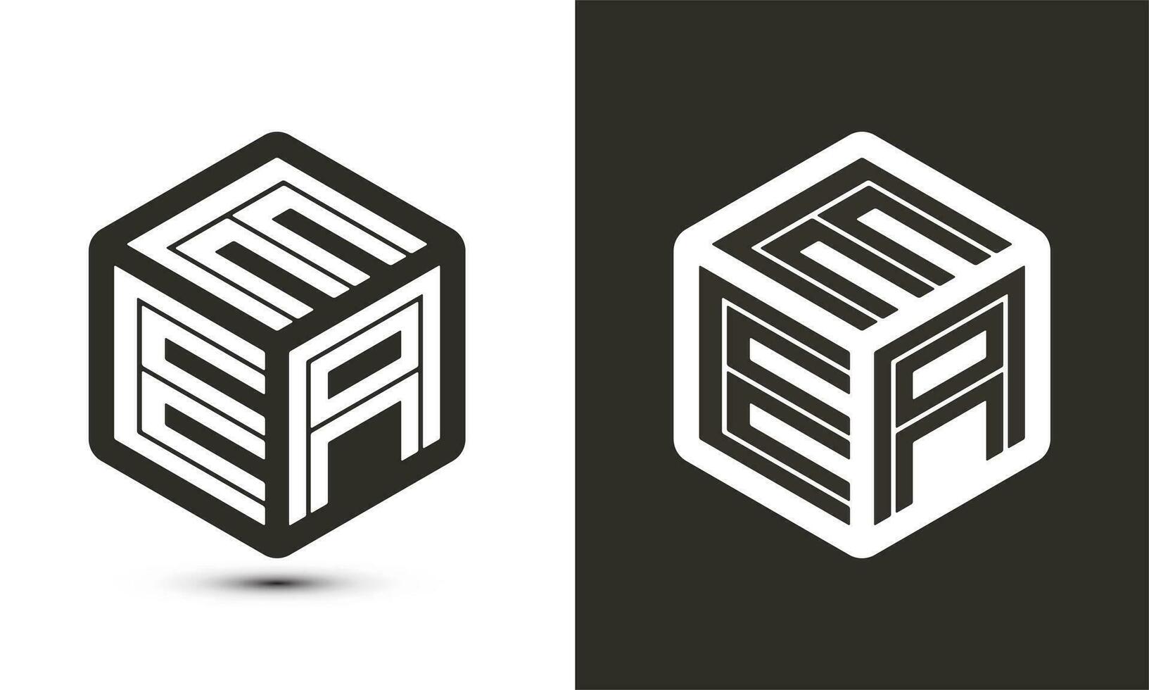 EEA letter logo design with illustrator cube logo, vector logo modern alphabet font overlap style.