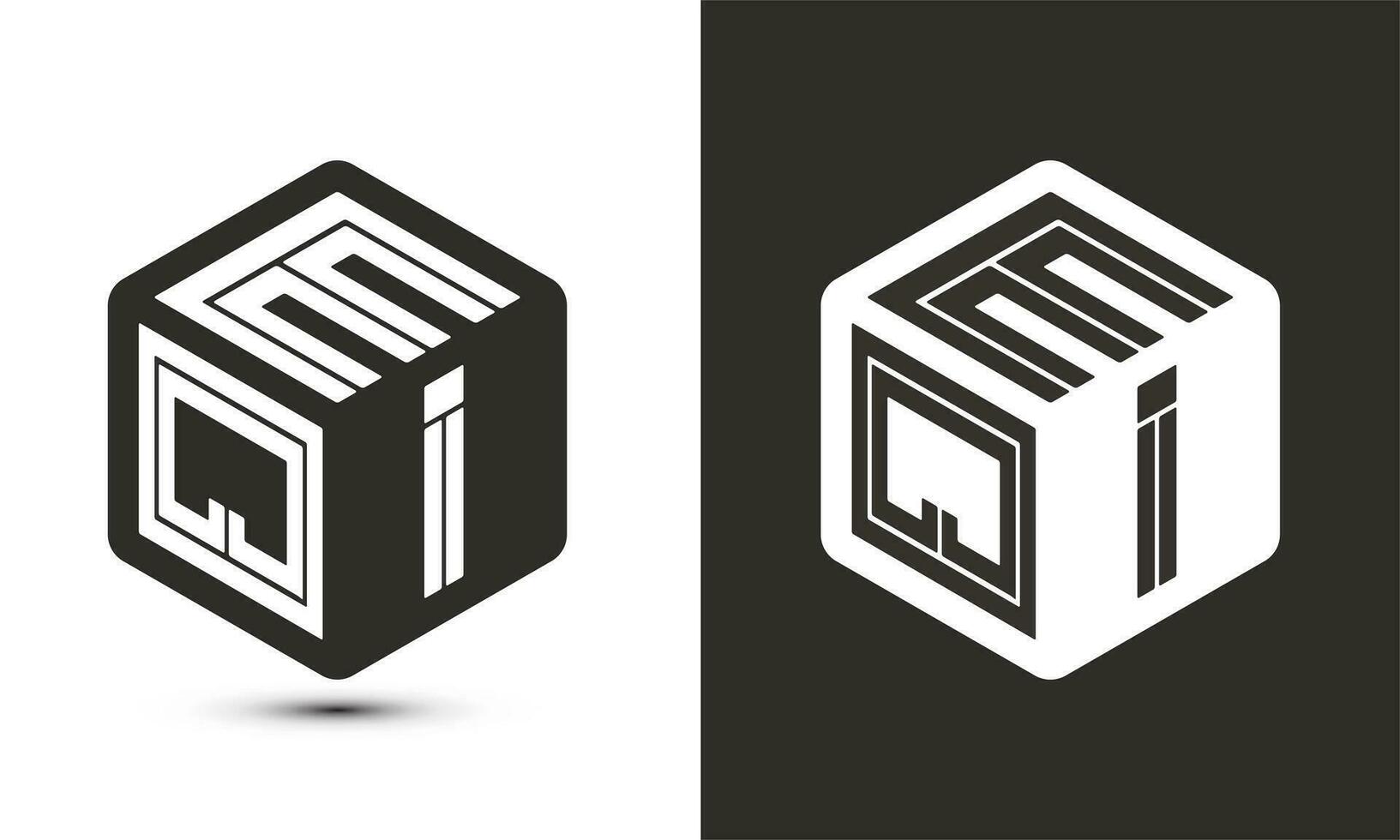 EQI letter logo design with illustrator cube logo, vector logo modern alphabet font overlap style.