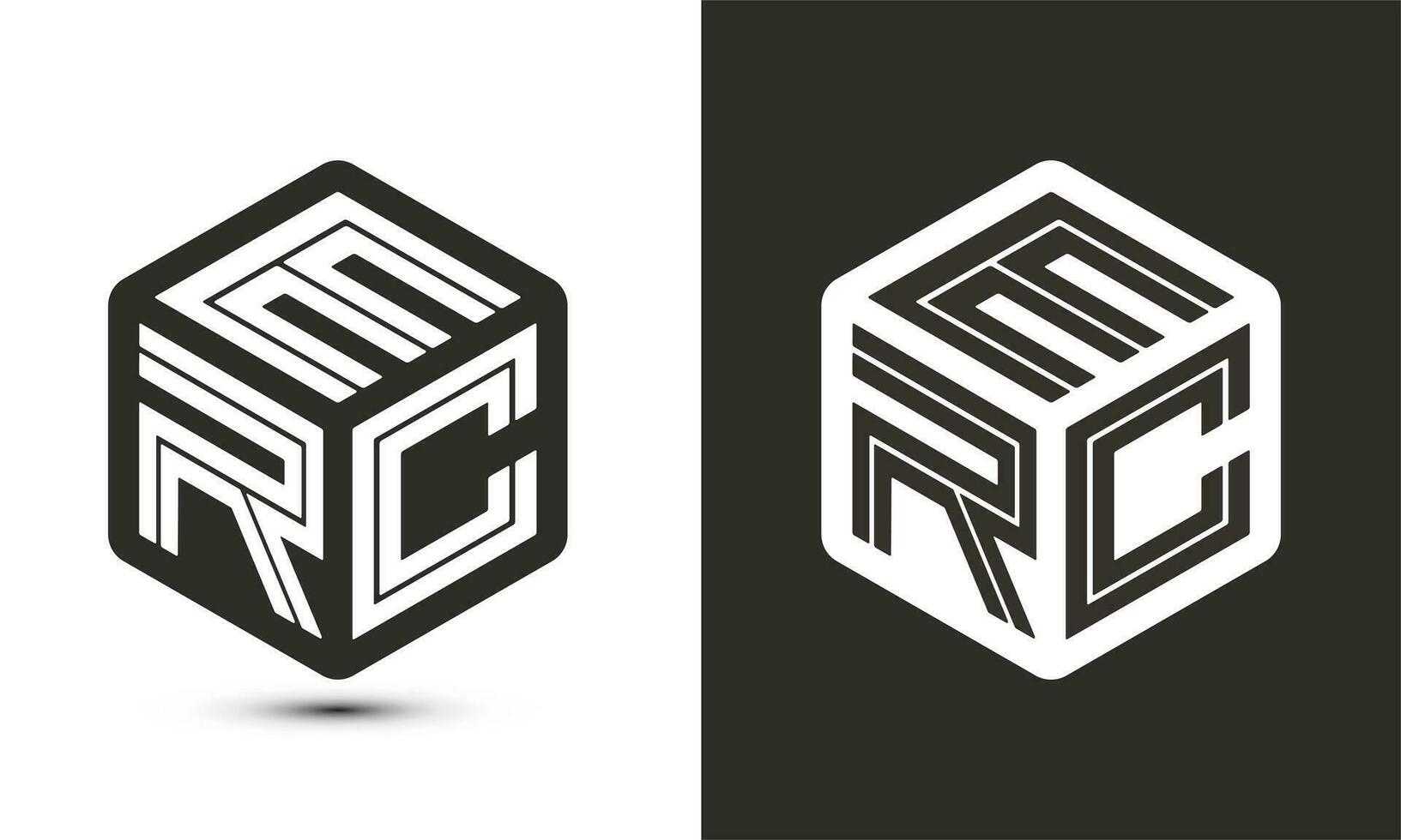 erc letra logo diseño con ilustrador cubo logo, vector logo moderno alfabeto fuente superposición estilo.