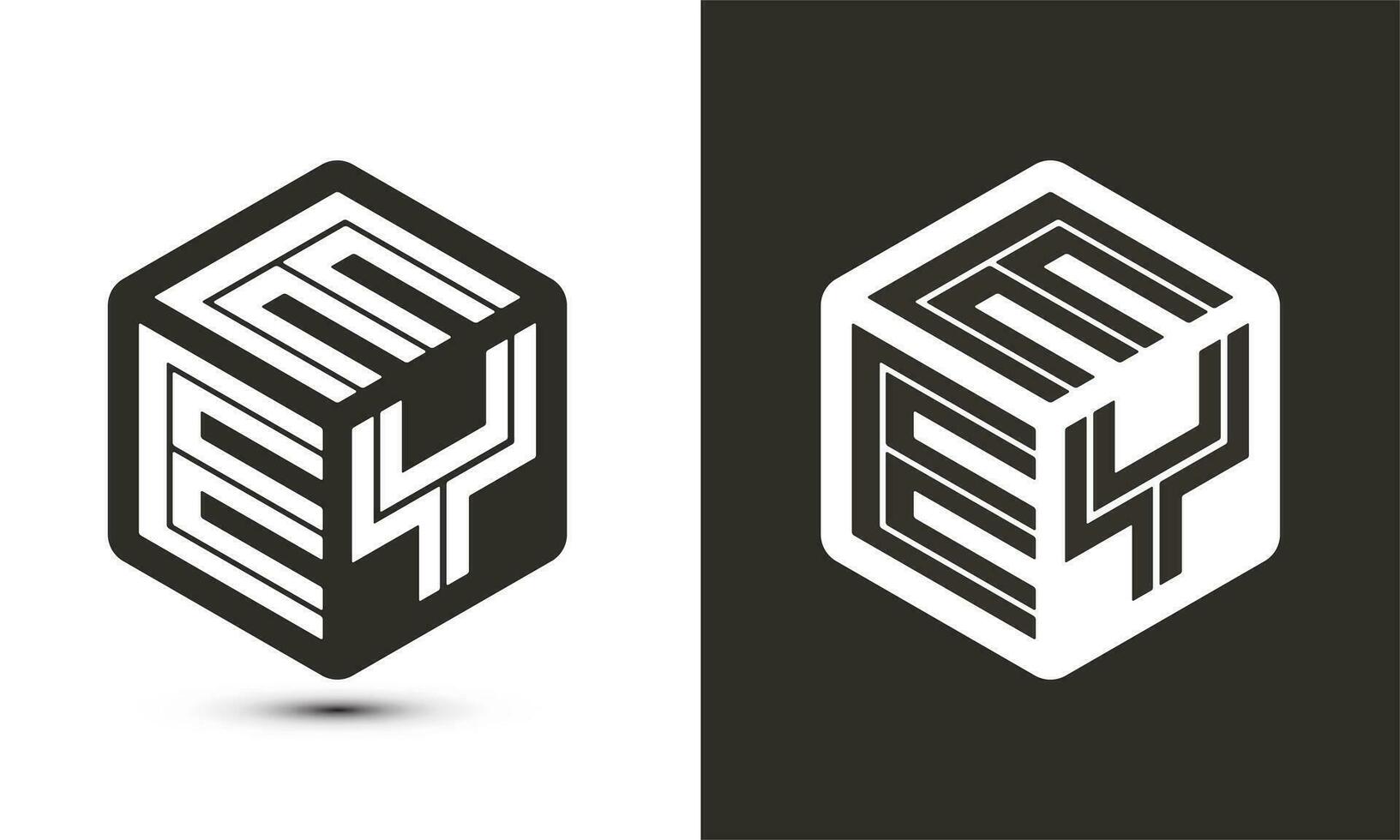 EEY letter logo design with illustrator cube logo, vector logo modern alphabet font overlap style.