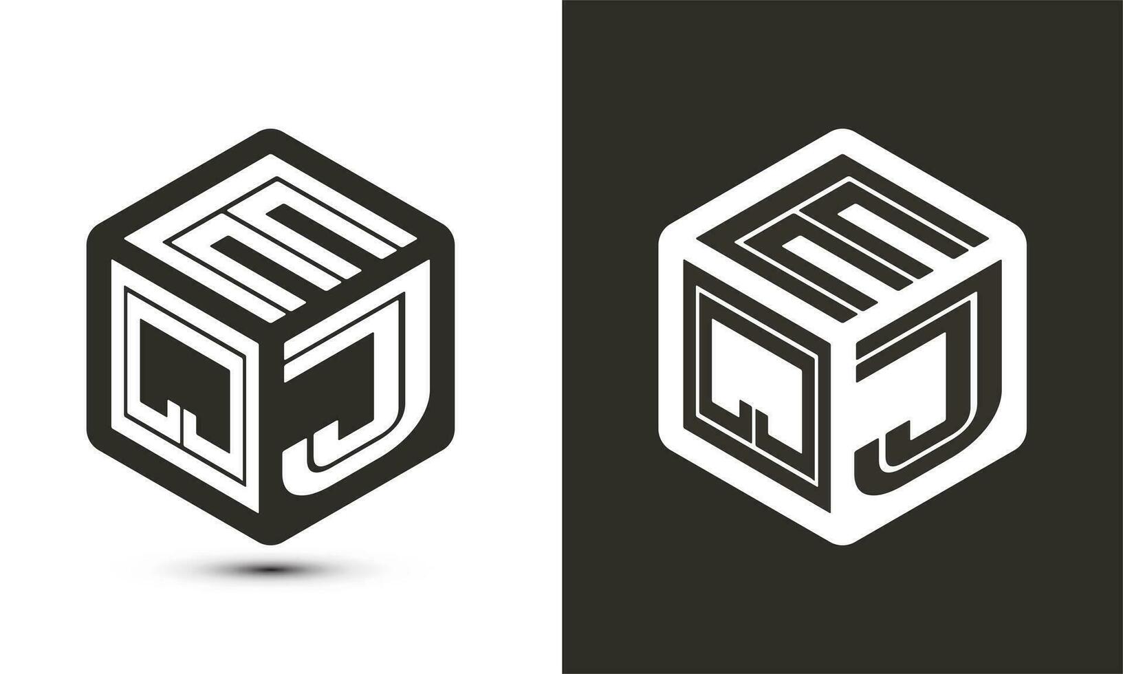 EQJ letter logo design with illustrator cube logo, vector logo modern alphabet font overlap style.