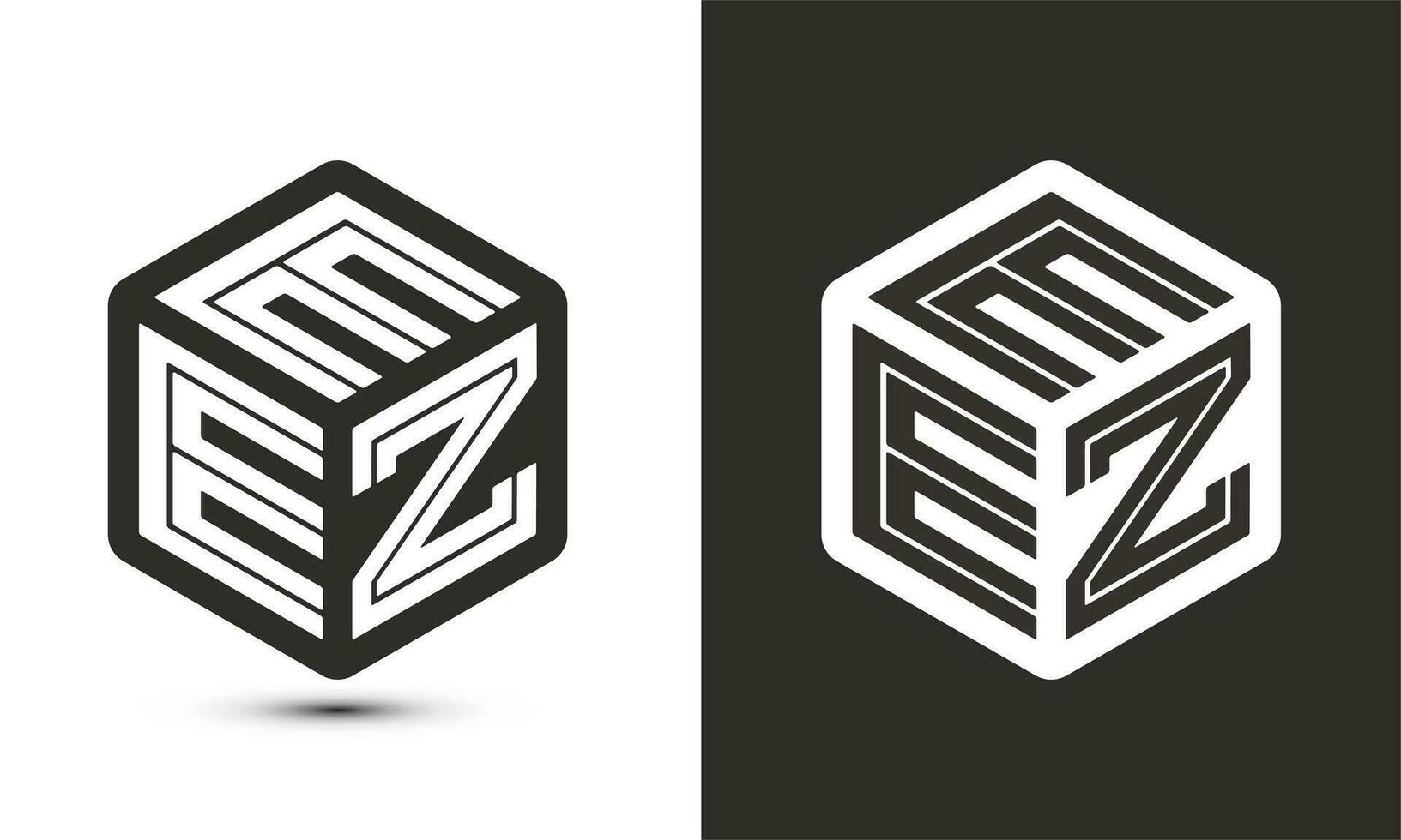 EEZ letter logo design with illustrator cube logo, vector logo modern alphabet font overlap style.