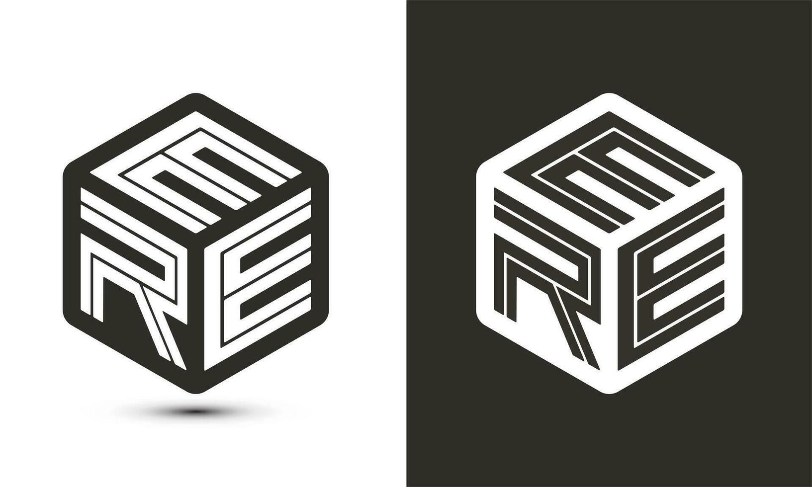 ERE letter logo design with illustrator cube logo, vector logo modern alphabet font overlap style.