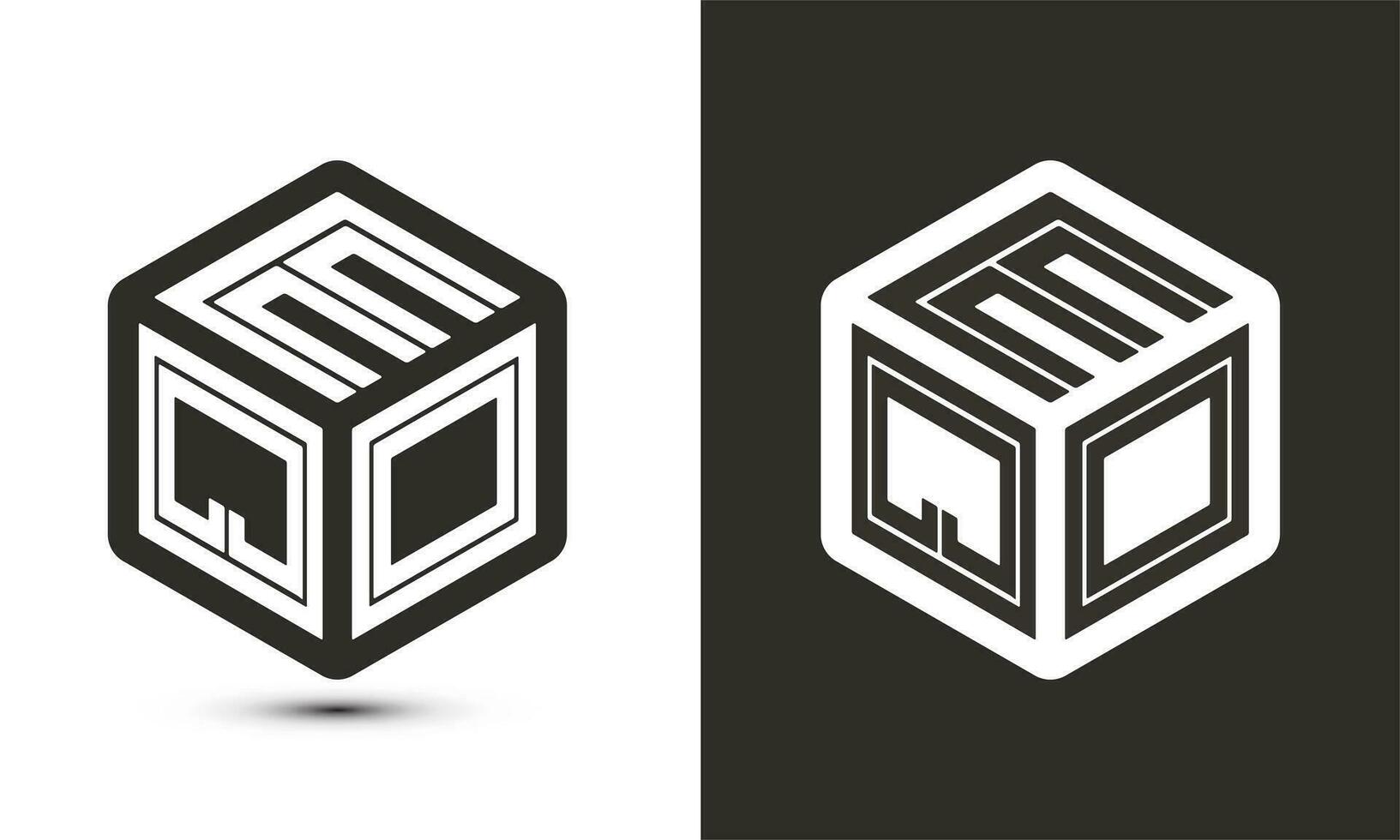EQO letter logo design with illustrator cube logo, vector logo modern alphabet font overlap style.