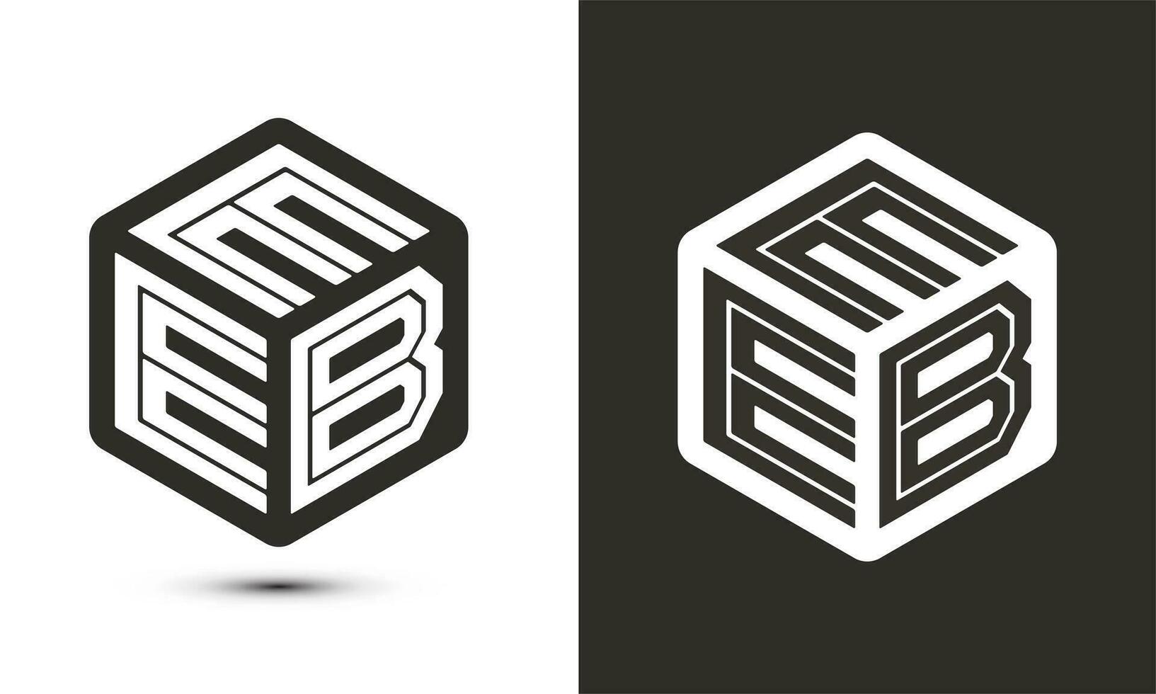 EEB letter logo design with illustrator cube logo, vector logo modern alphabet font overlap style.