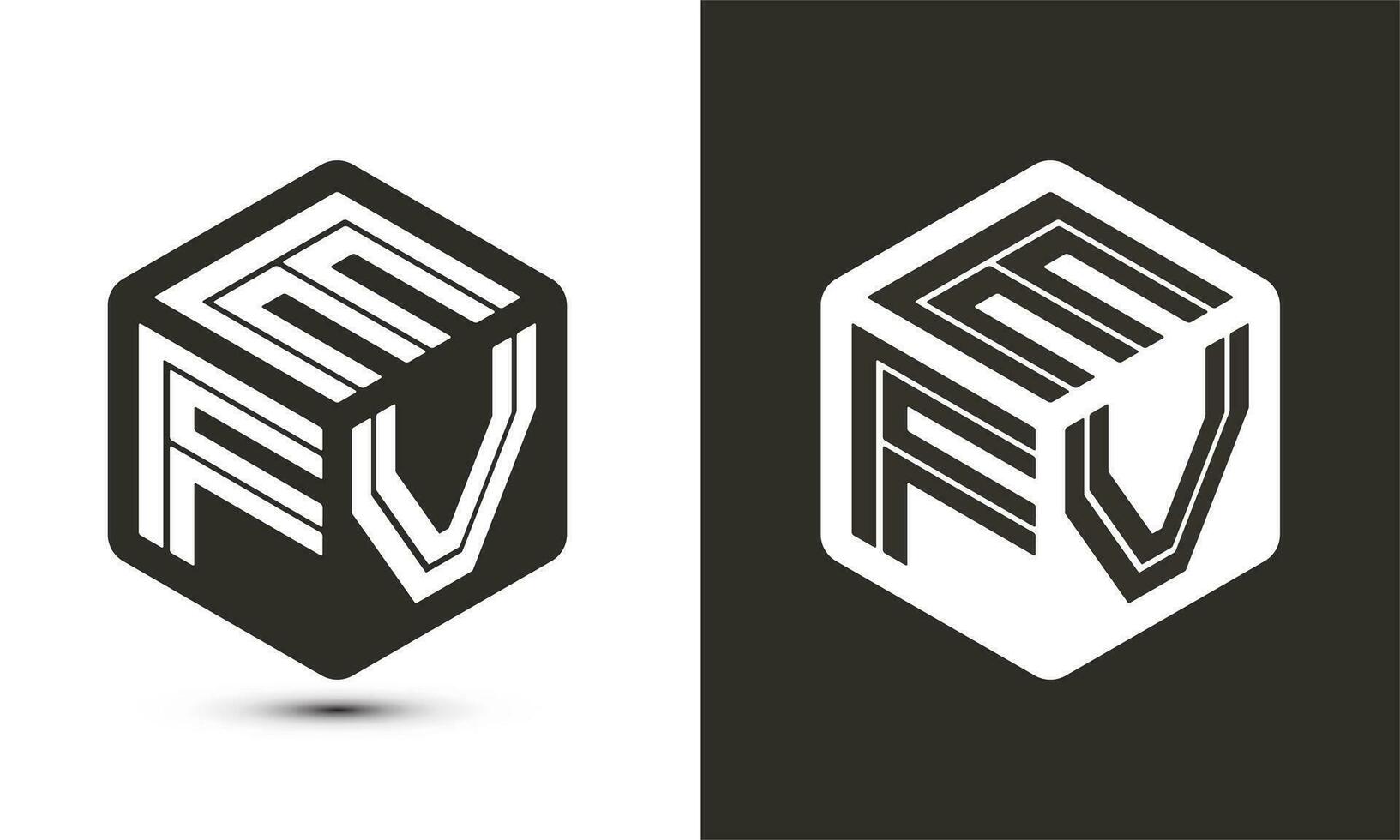 efv letra logo diseño con ilustrador cubo logo, vector logo moderno alfabeto fuente superposición estilo.