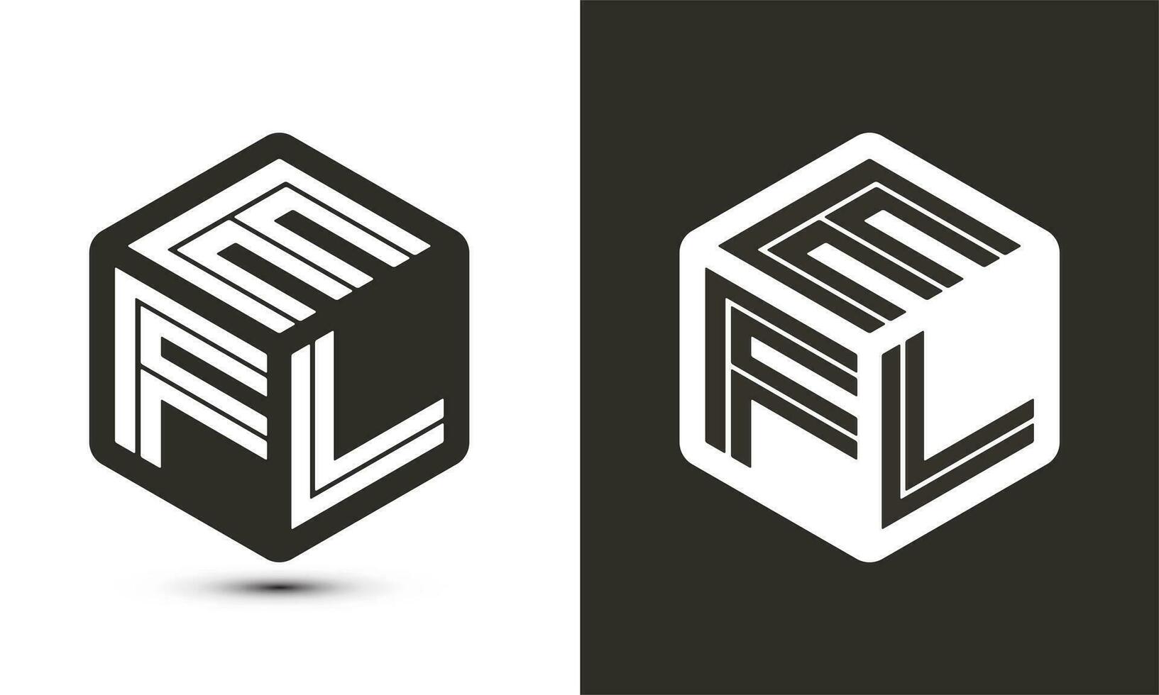 EFL letter logo design with illustrator cube logo, vector logo modern alphabet font overlap style.