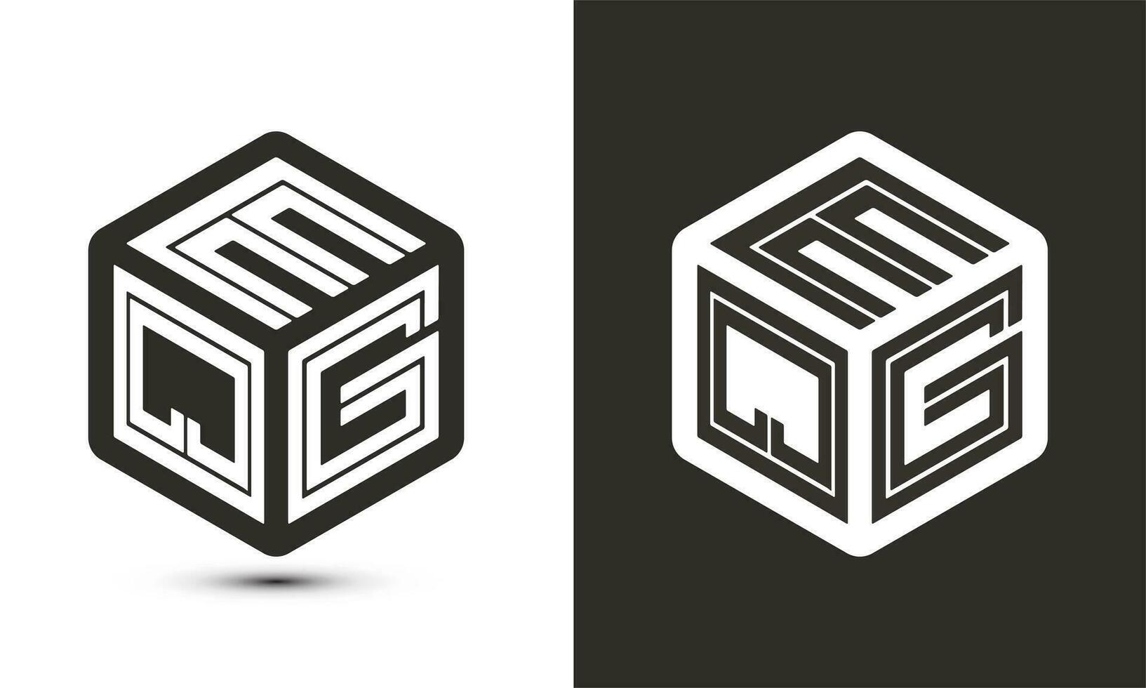 EQG letter logo design with illustrator cube logo, vector logo modern alphabet font overlap style.