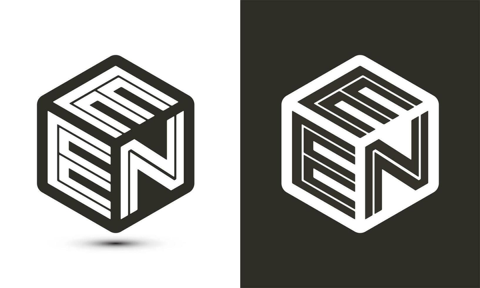 EEN letter logo design with illustrator cube logo, vector logo modern alphabet font overlap style.