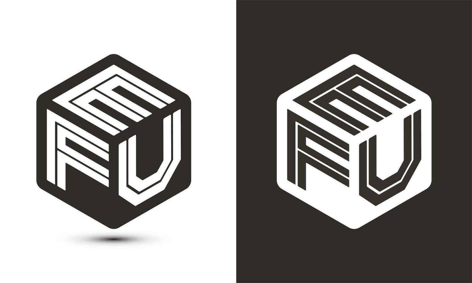 EFU letter logo design with illustrator cube logo, vector logo modern alphabet font overlap style.