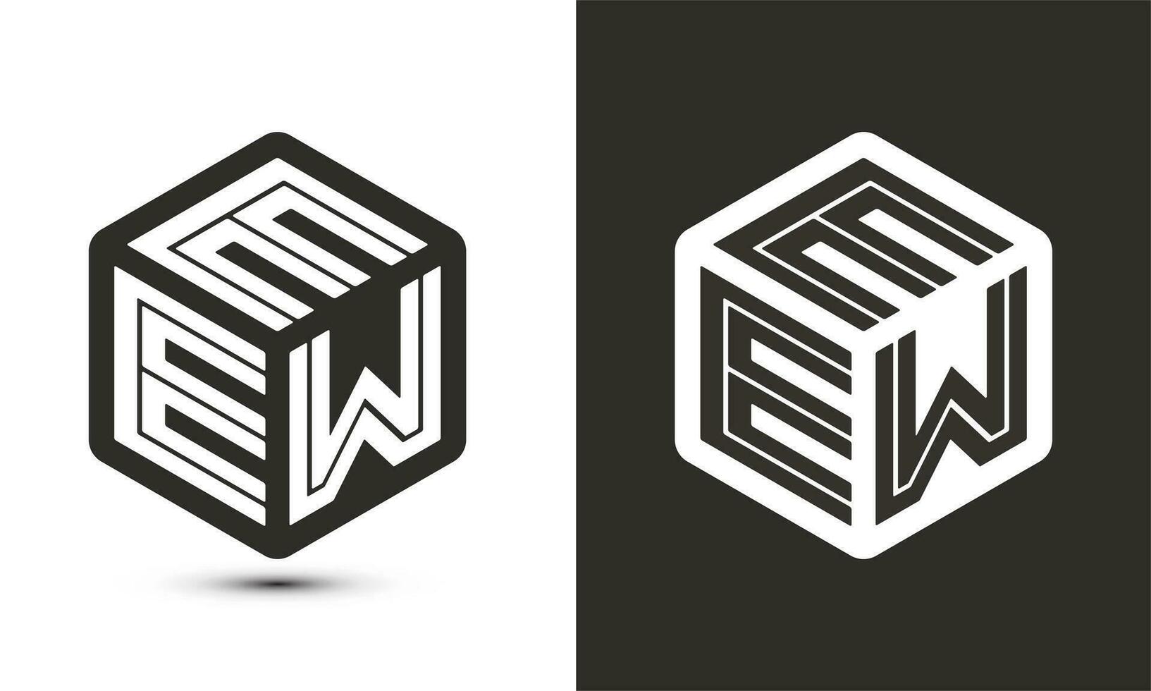 EEW letter logo design with illustrator cube logo, vector logo modern alphabet font overlap style.