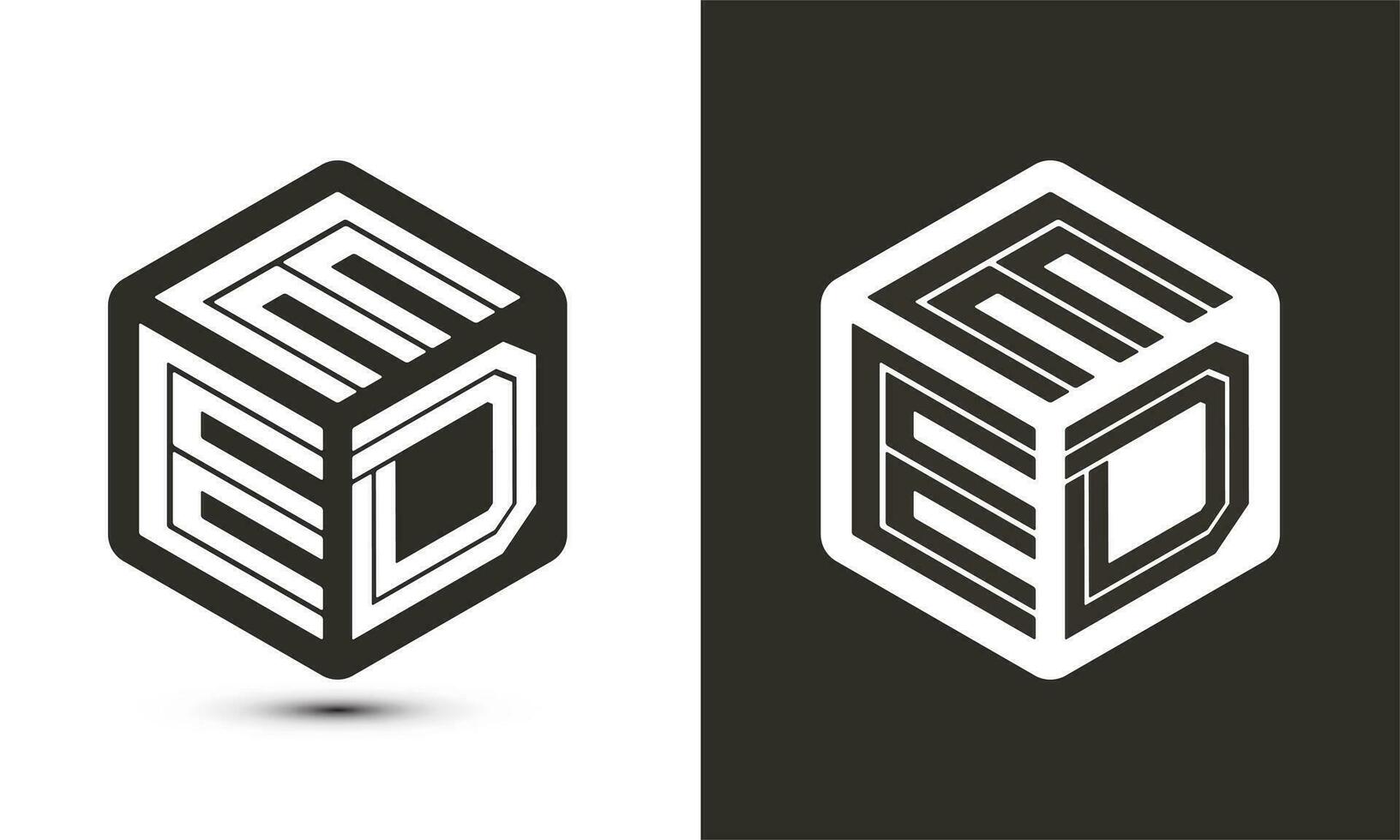 EED letter logo design with illustrator cube logo, vector logo modern alphabet font overlap style.