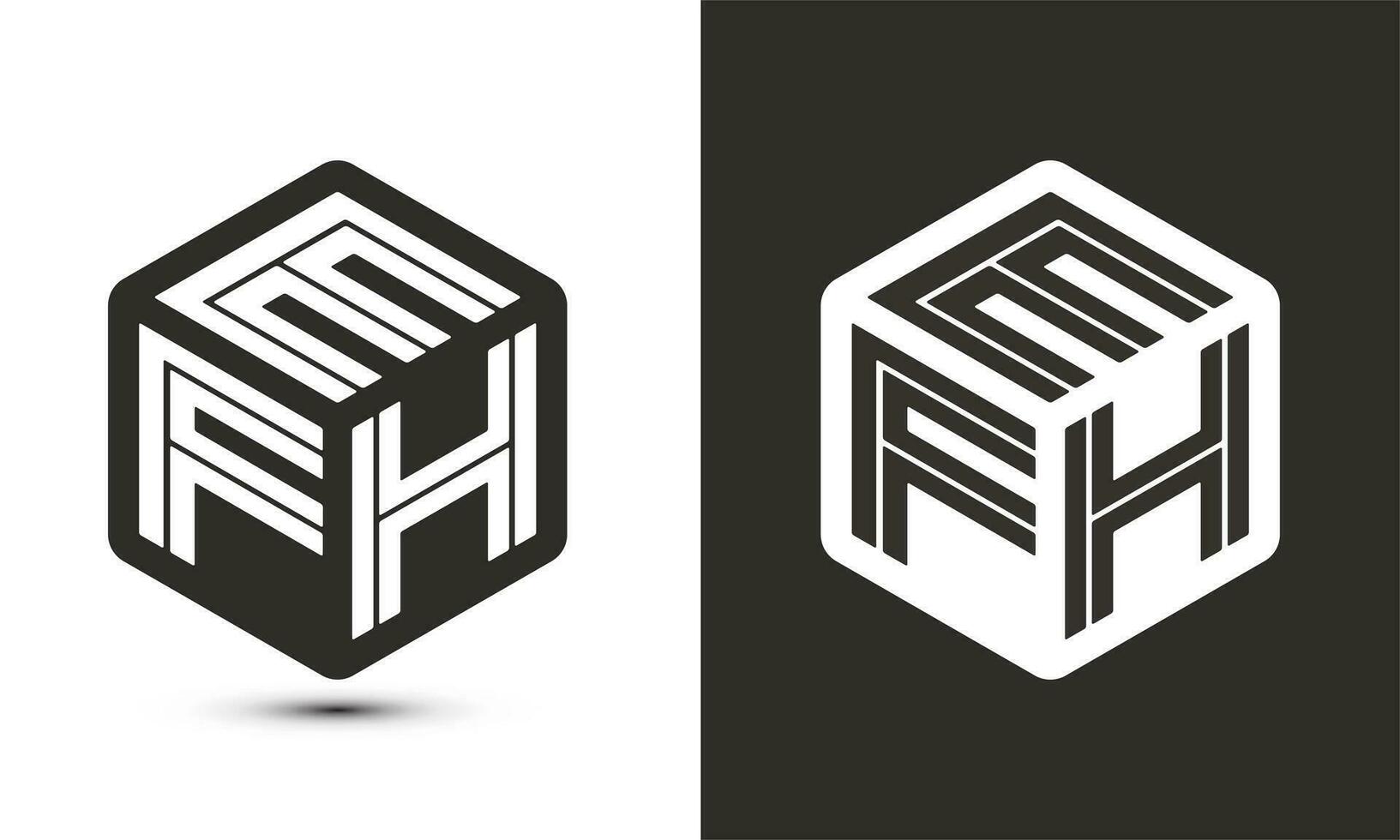 EFH letter logo design with illustrator cube logo, vector logo modern alphabet font overlap style.