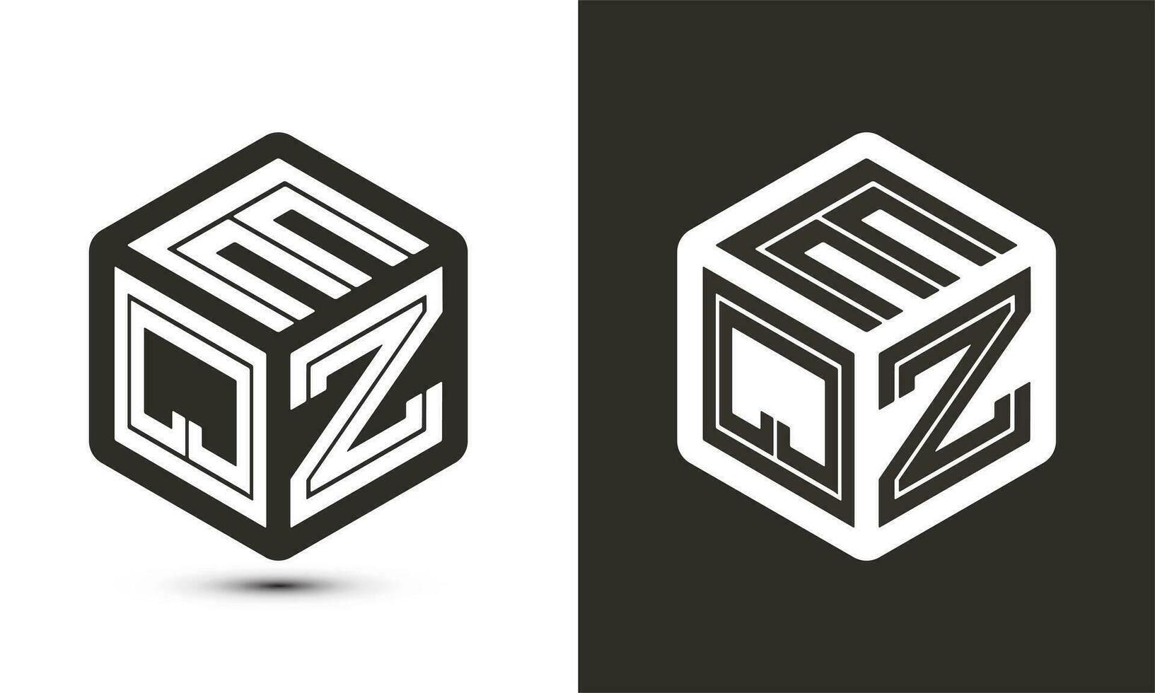 EQZ letter logo design with illustrator cube logo, vector logo modern alphabet font overlap style.