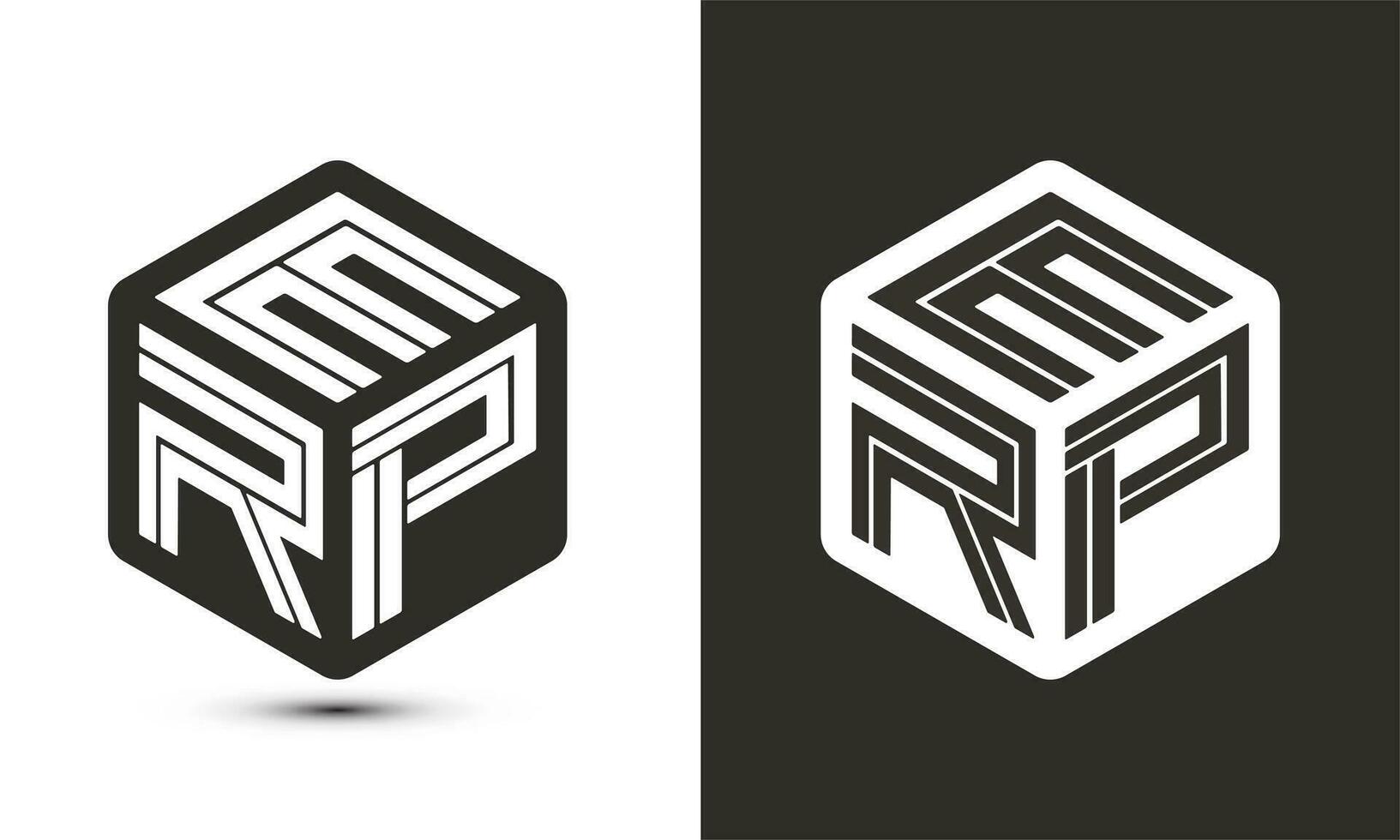 ERP letter logo design with illustrator cube logo, vector logo modern alphabet font overlap style.