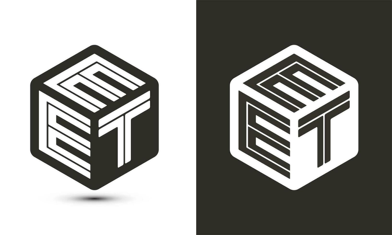 EET letter logo design with illustrator cube logo, vector logo modern alphabet font overlap style.