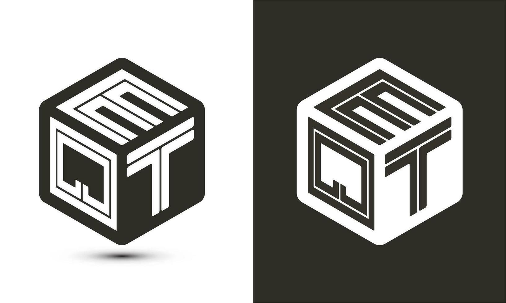 EQT letter logo design with illustrator cube logo, vector logo modern alphabet font overlap style.