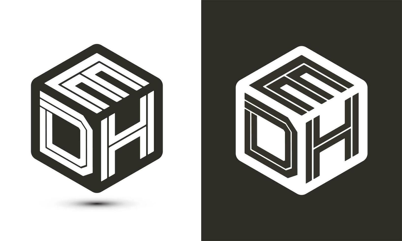 EDH letter logo design with illustrator cube logo, vector logo modern alphabet font overlap style.