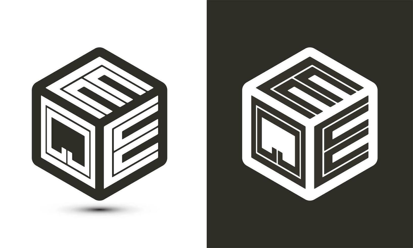 eqe letra logo diseño con ilustrador cubo logo, vector logo moderno alfabeto fuente superposición estilo.