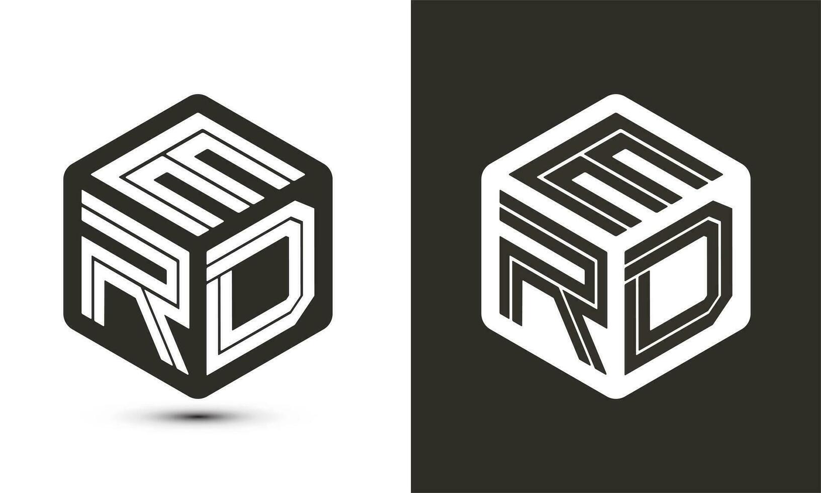 ERD letter logo design with illustrator cube logo, vector logo modern alphabet font overlap style.