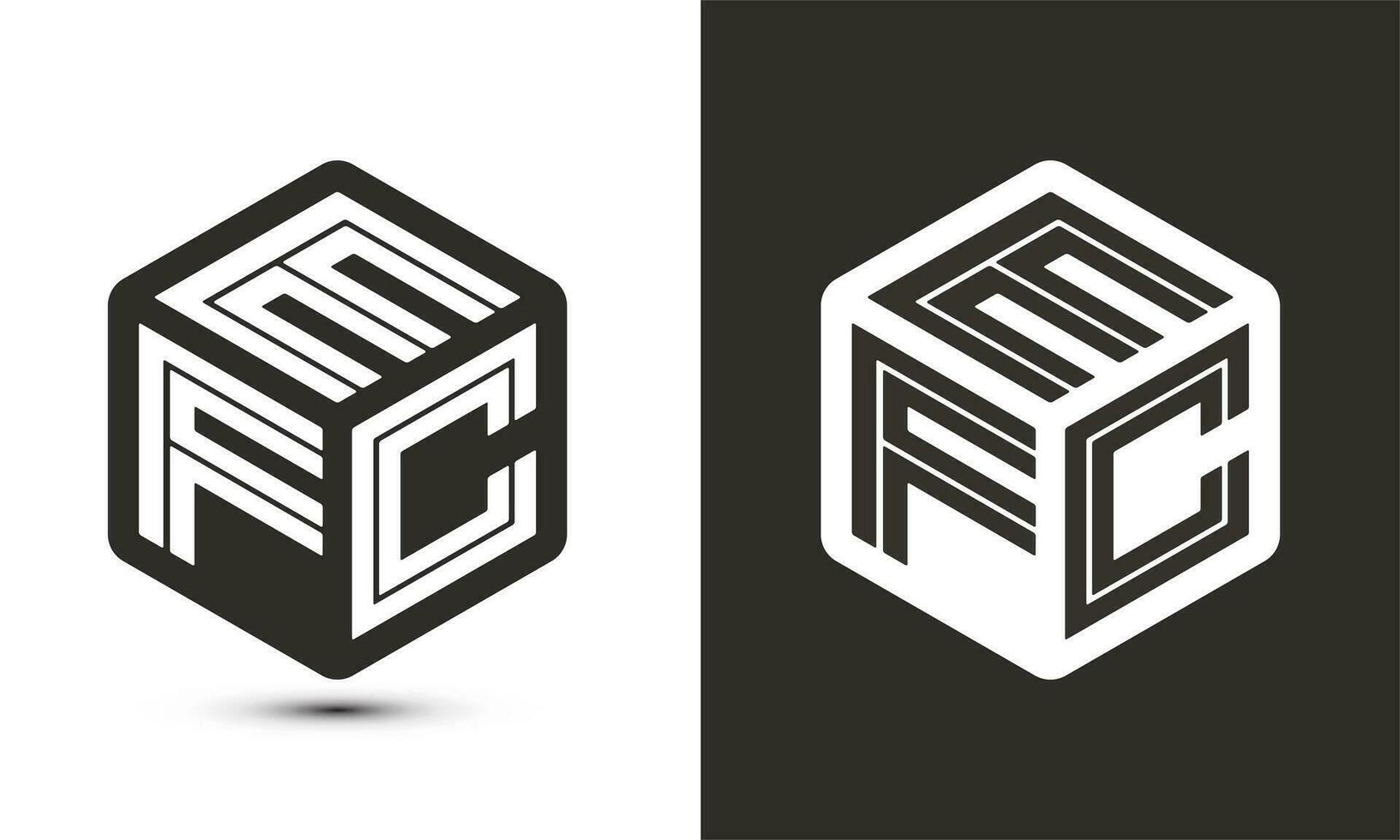 efc letra logo diseño con ilustrador cubo logo, vector logo moderno alfabeto fuente superposición estilo.