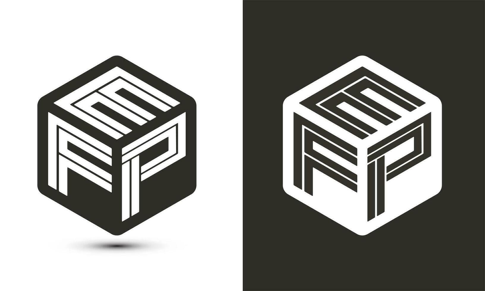 efp letra logo diseño con ilustrador cubo logo, vector logo moderno alfabeto fuente superposición estilo.