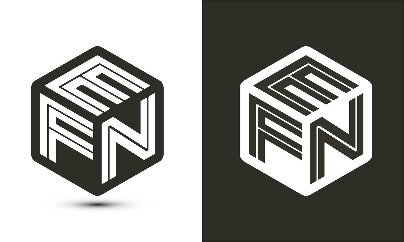 EFN letter logo design with illustrator cube logo, vector logo modern alphabet font overlap style.