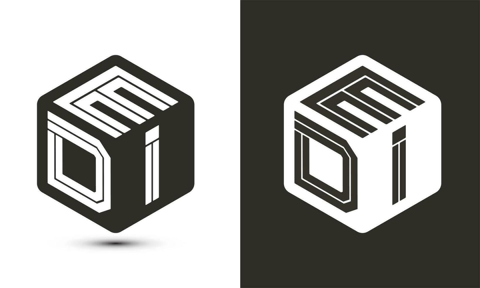 EDI letter logo design with illustrator cube logo, vector logo modern alphabet font overlap style.