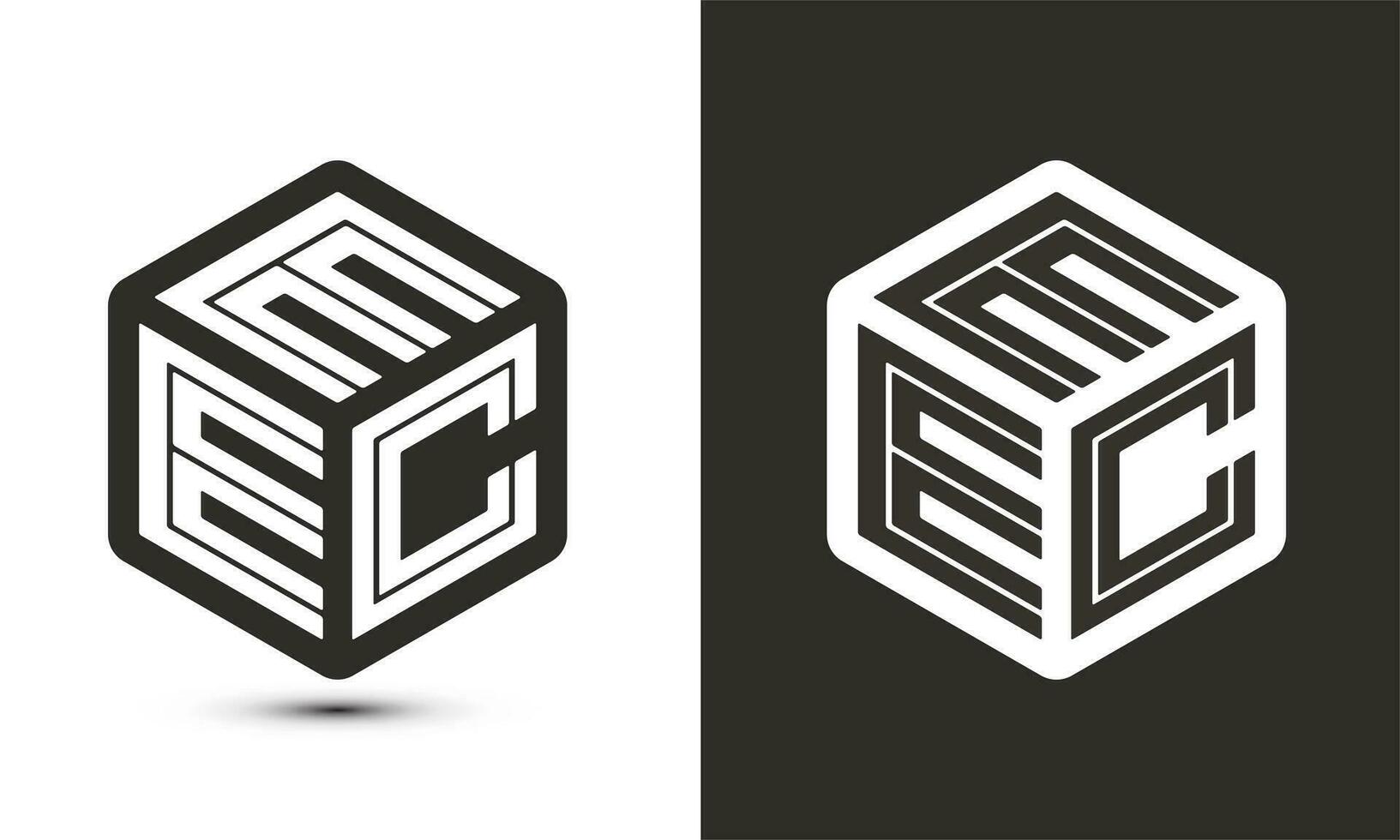 EEC letter logo design with illustrator cube logo, vector logo modern alphabet font overlap style.