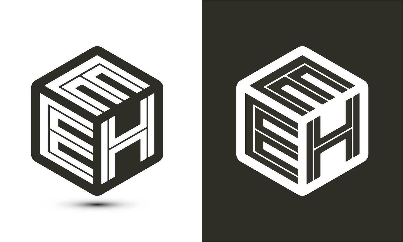 eeh letra logo diseño con ilustrador cubo logo, vector logo moderno alfabeto fuente superposición estilo.