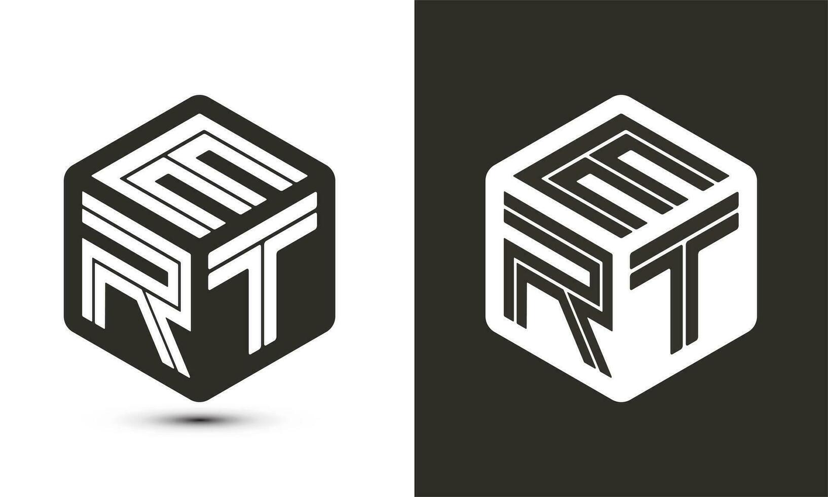 ert letra logo diseño con ilustrador cubo logo, vector logo moderno alfabeto fuente superposición estilo.