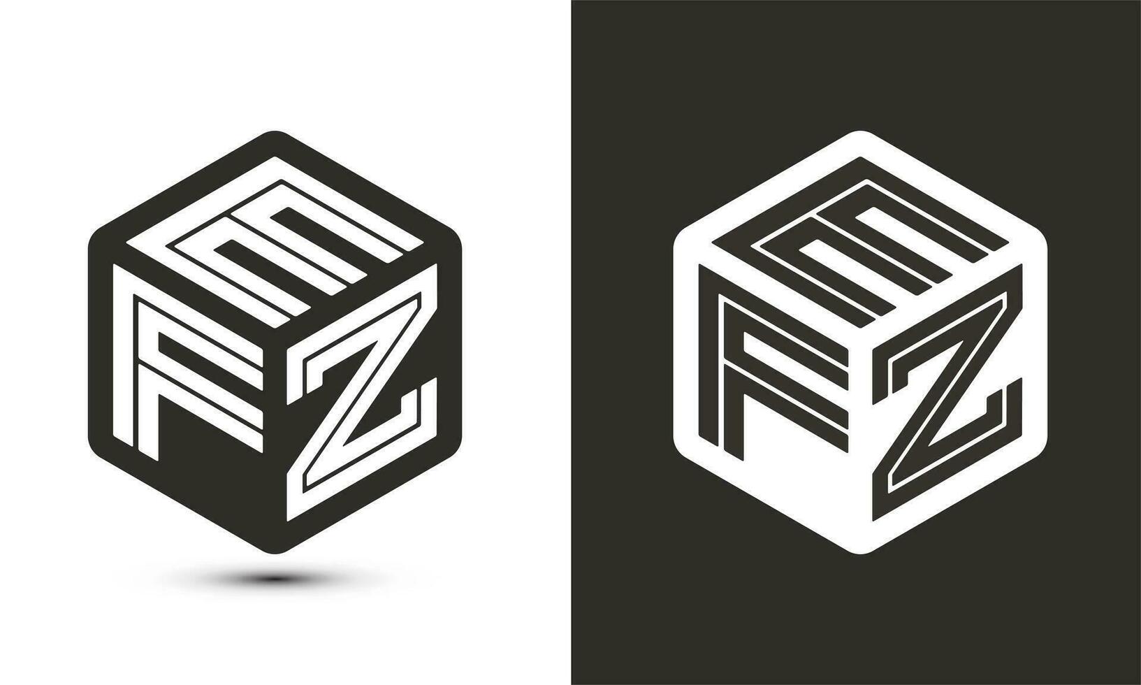 EFZ letter logo design with illustrator cube logo, vector logo modern alphabet font overlap style.