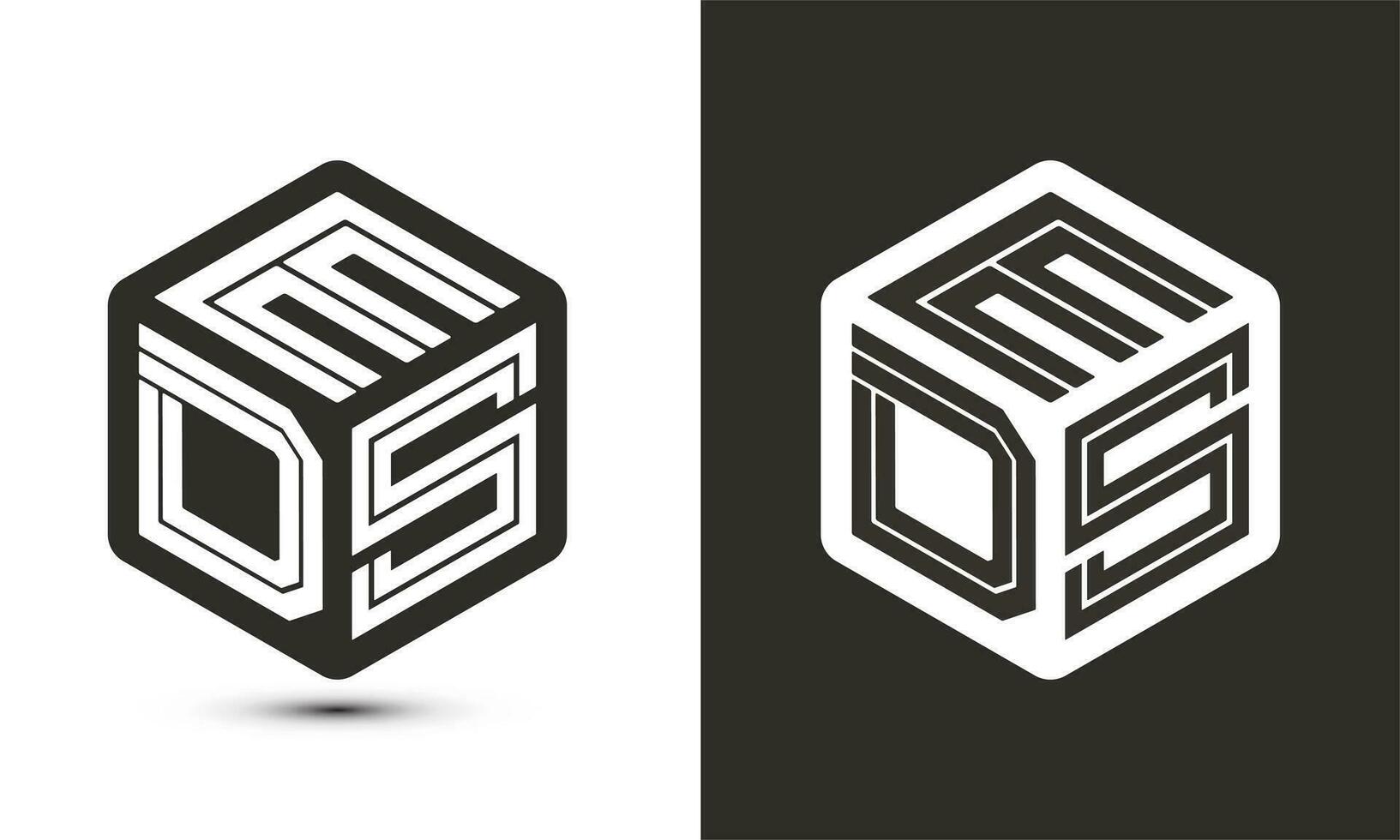 EDS letter logo design with illustrator cube logo, vector logo modern alphabet font overlap style.