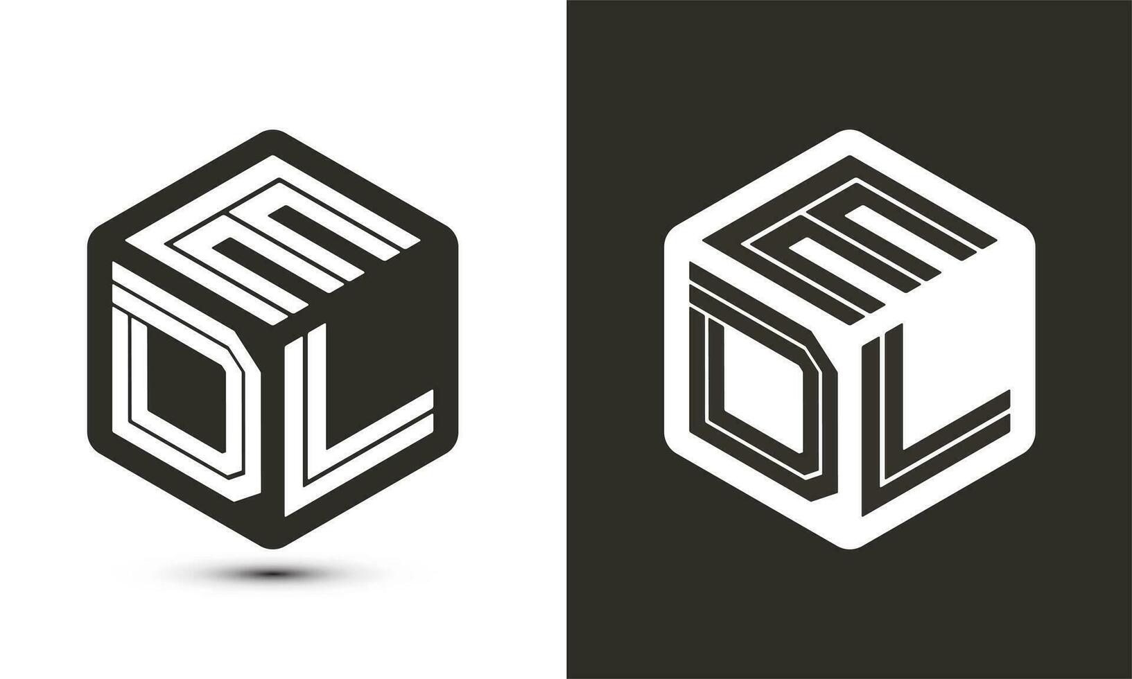 edl letra logo diseño con ilustrador cubo logo, vector logo moderno alfabeto fuente superposición estilo.