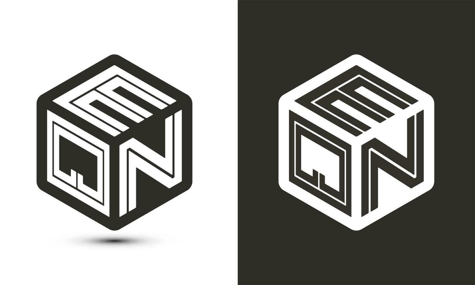 EQN letter logo design with illustrator cube logo, vector logo modern alphabet font overlap style.