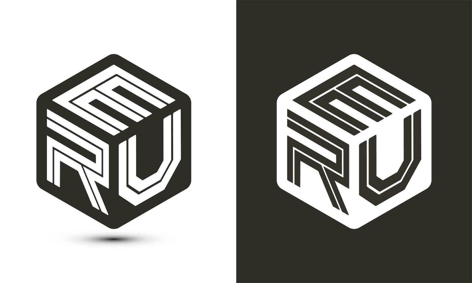 ERU letter logo design with illustrator cube logo, vector logo modern alphabet font overlap style.