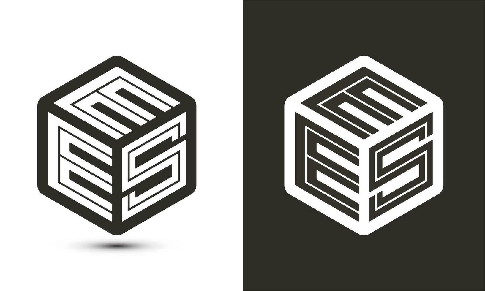 EES letter logo design with illustrator cube logo, vector logo modern alphabet font overlap style.