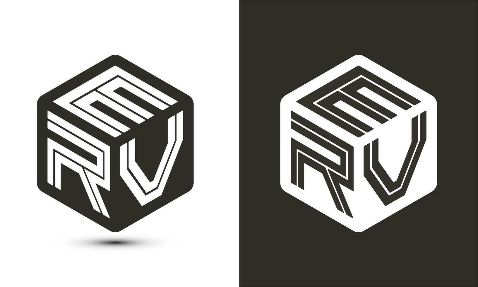 erv letra logo diseño con ilustrador cubo logo, vector logo moderno alfabeto fuente superposición estilo.