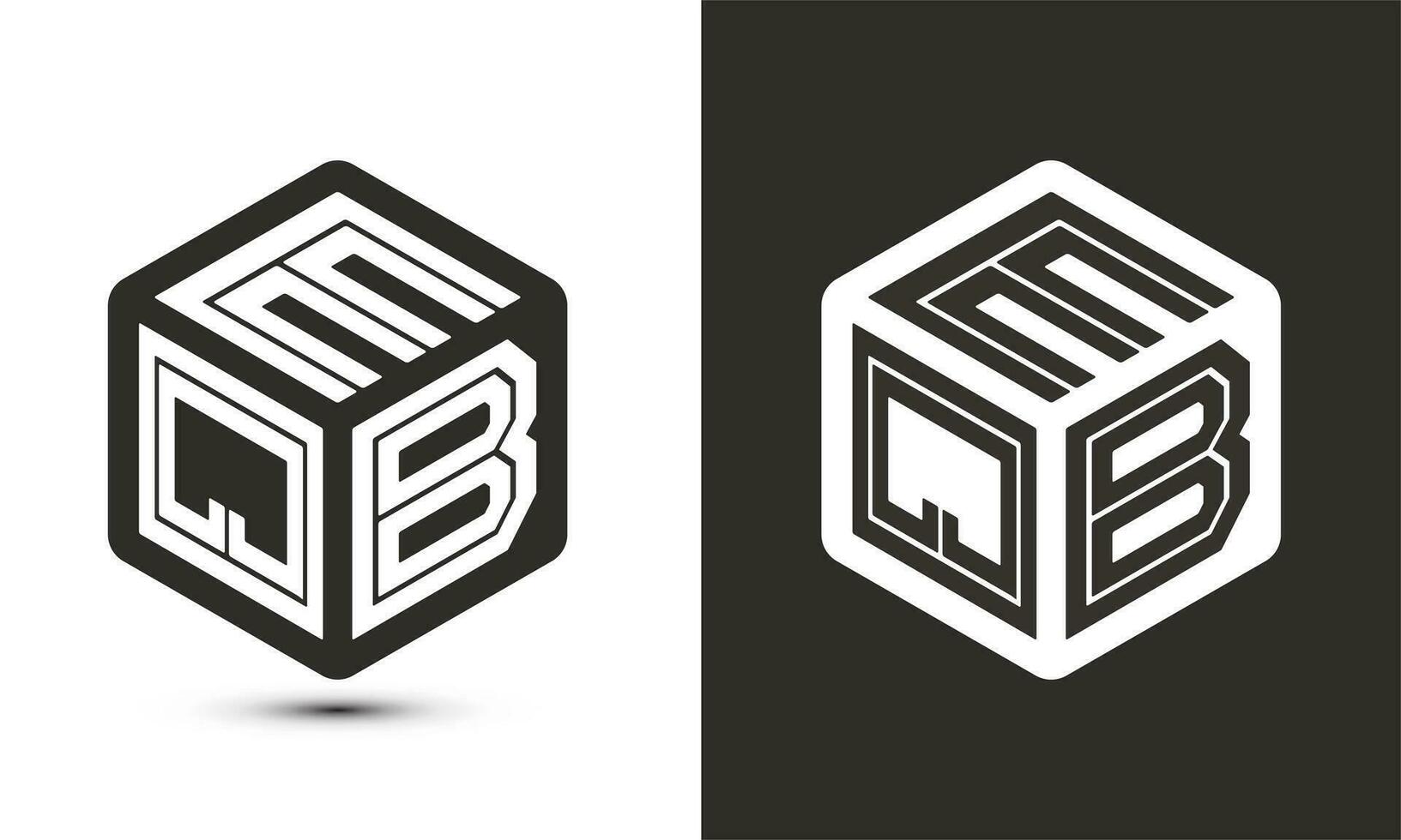 EQB letter logo design with illustrator cube logo, vector logo modern alphabet font overlap style.