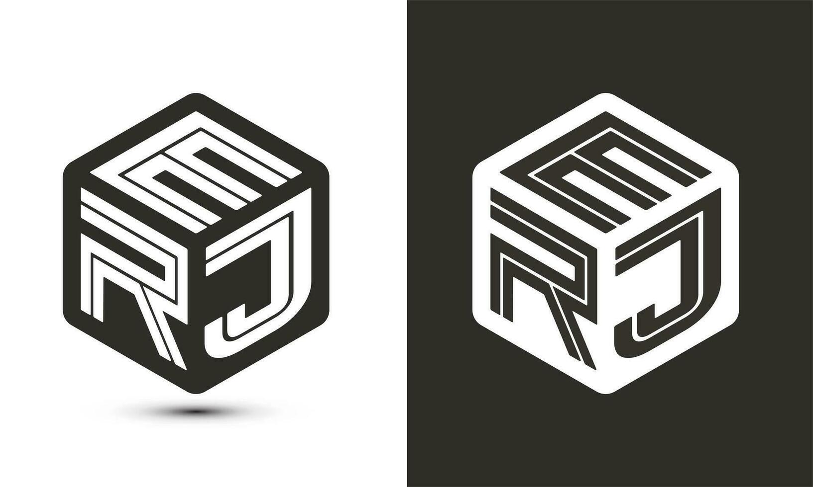 ERJ letter logo design with illustrator cube logo, vector logo modern alphabet font overlap style.