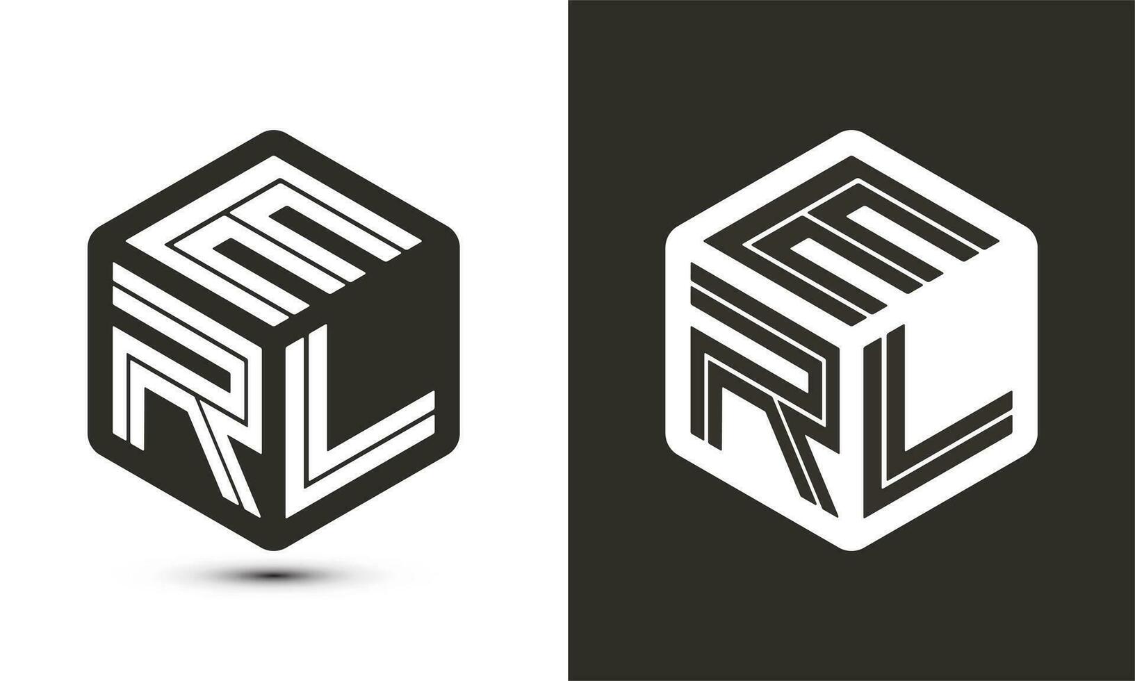 Erl letra logo diseño con ilustrador cubo logo, vector logo moderno alfabeto fuente superposición estilo.