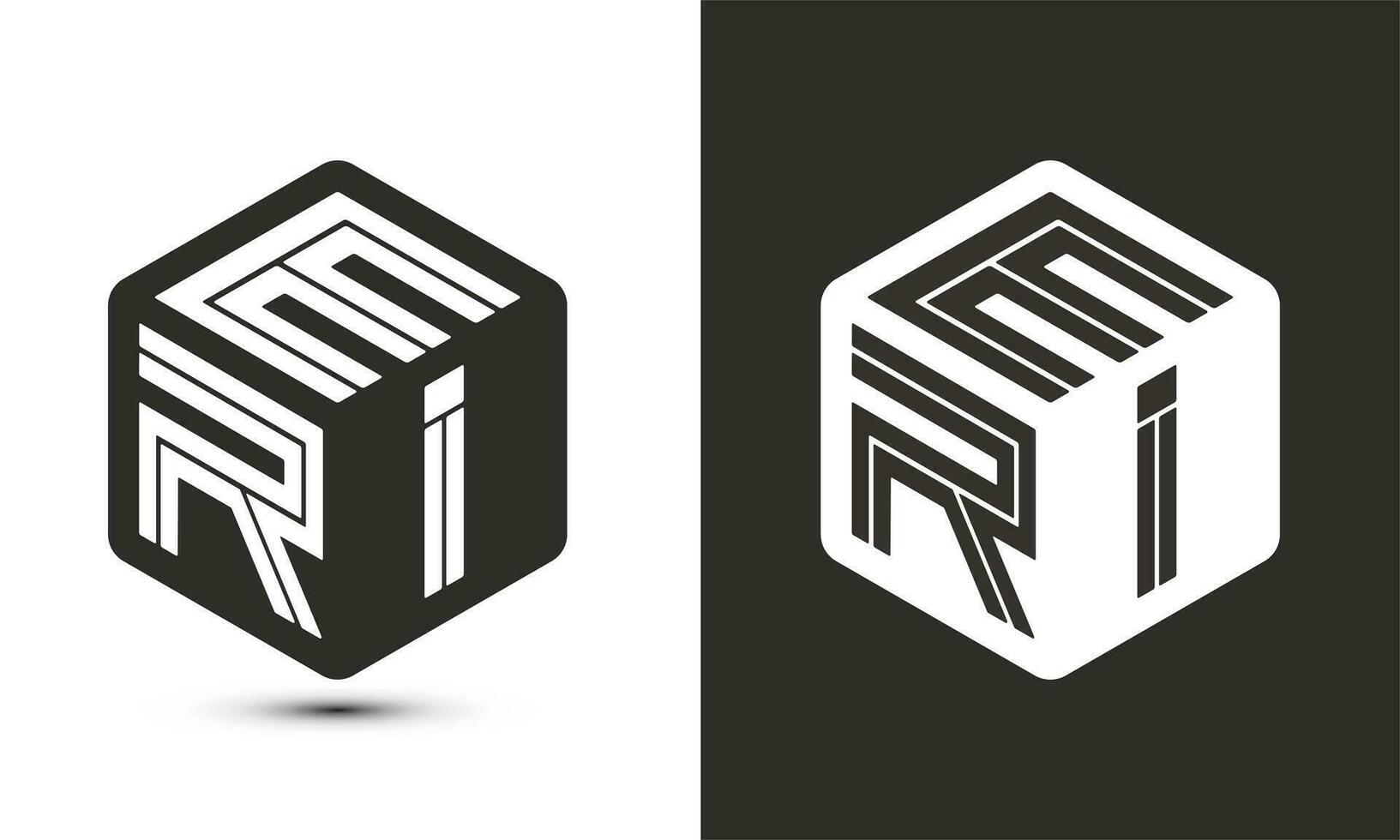 eri letra logo diseño con ilustrador cubo logo, vector logo moderno alfabeto fuente superposición estilo.