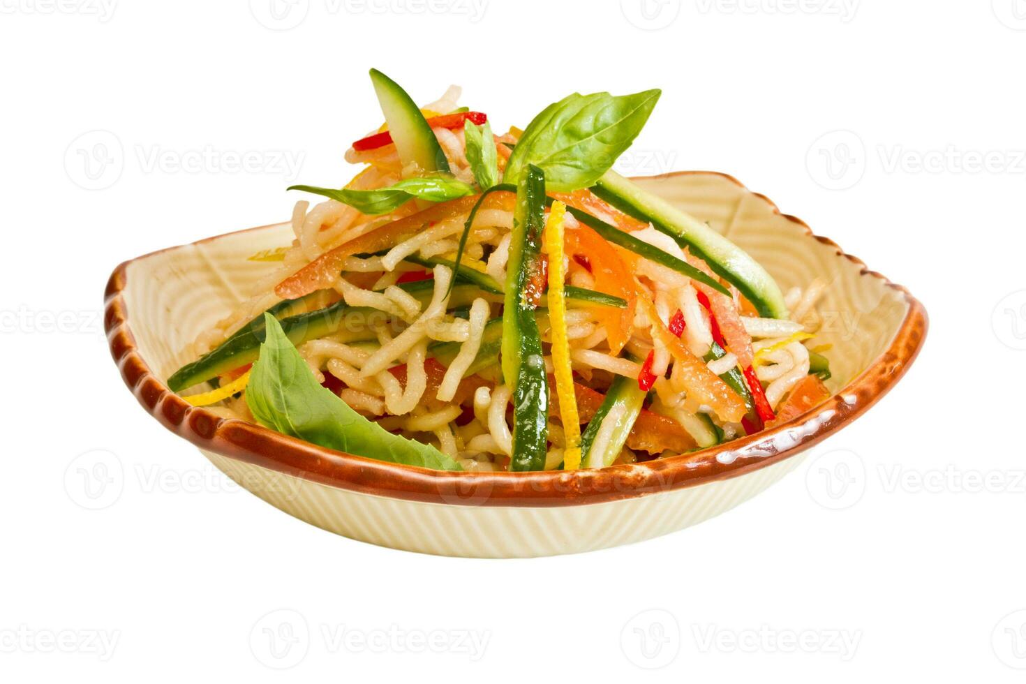 Japan salad with noodles and vegetables photo