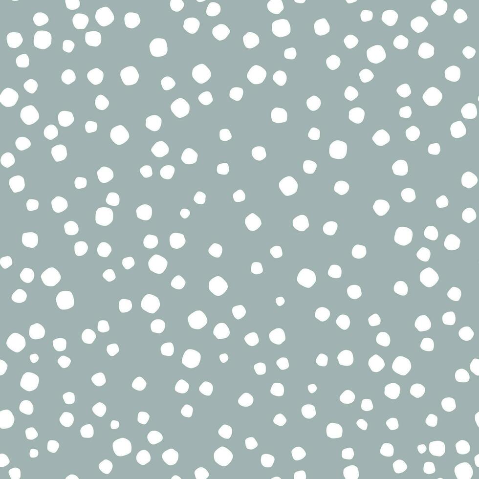 Seamless pattern with snowflakes, small circles, dots. Abstract falling snow. Vector simple graphics.